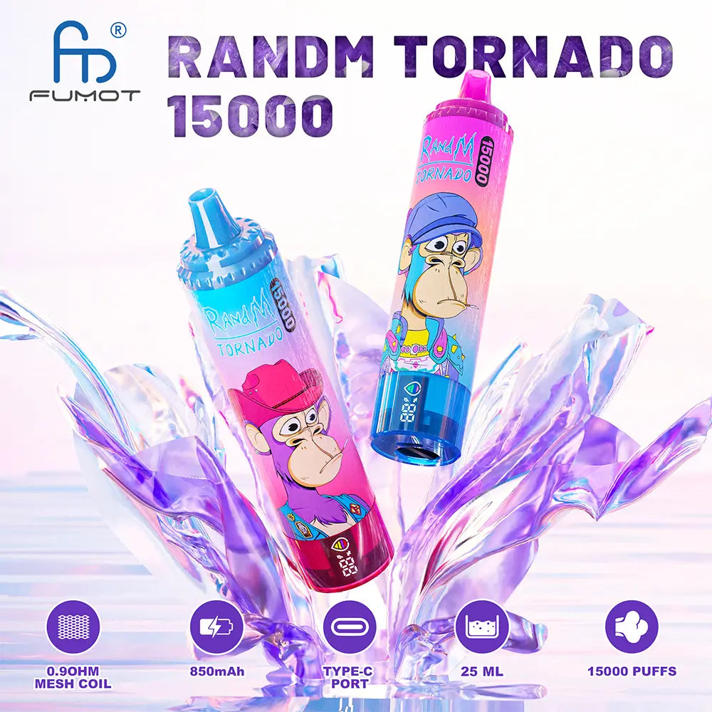 0mg Salt Free Fumot Tornado 15000 Disposable Vape - (1 Vape)