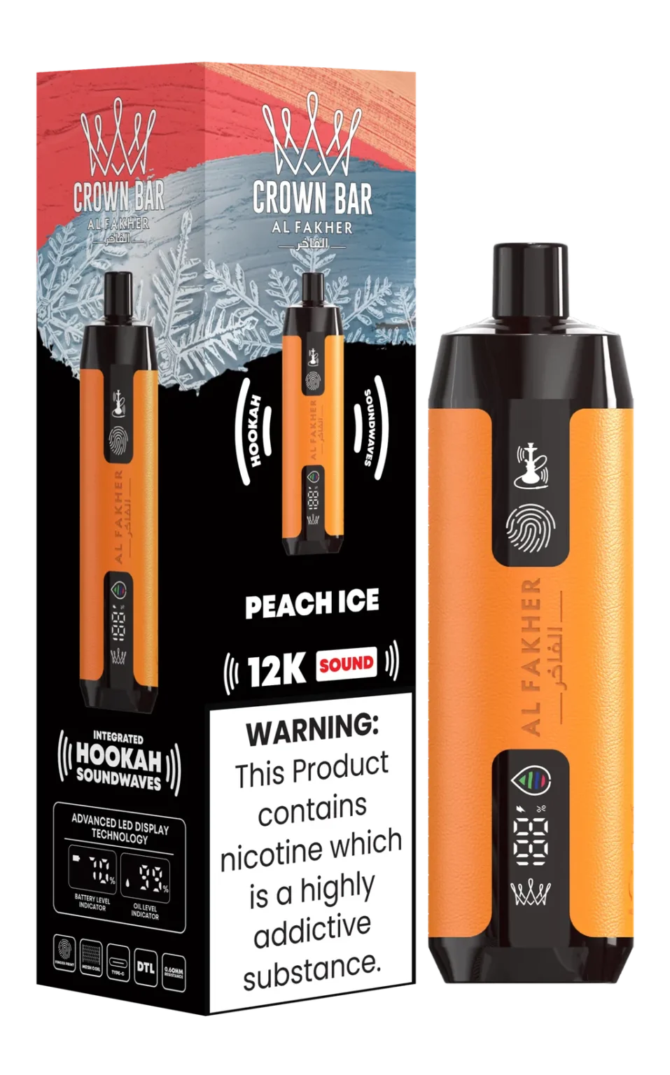 Al Fakher Crown Bar 12K Sound - Peach Ice Disposable Vape